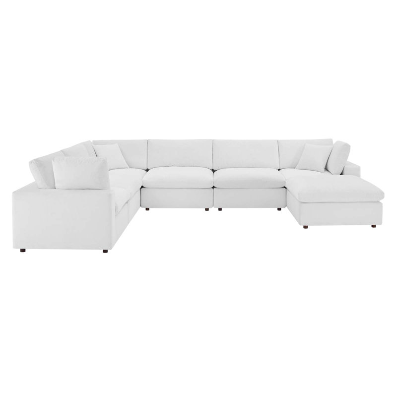 Canapé modulaire en velours rembourré 7 pièces Modway Commix, Blanc