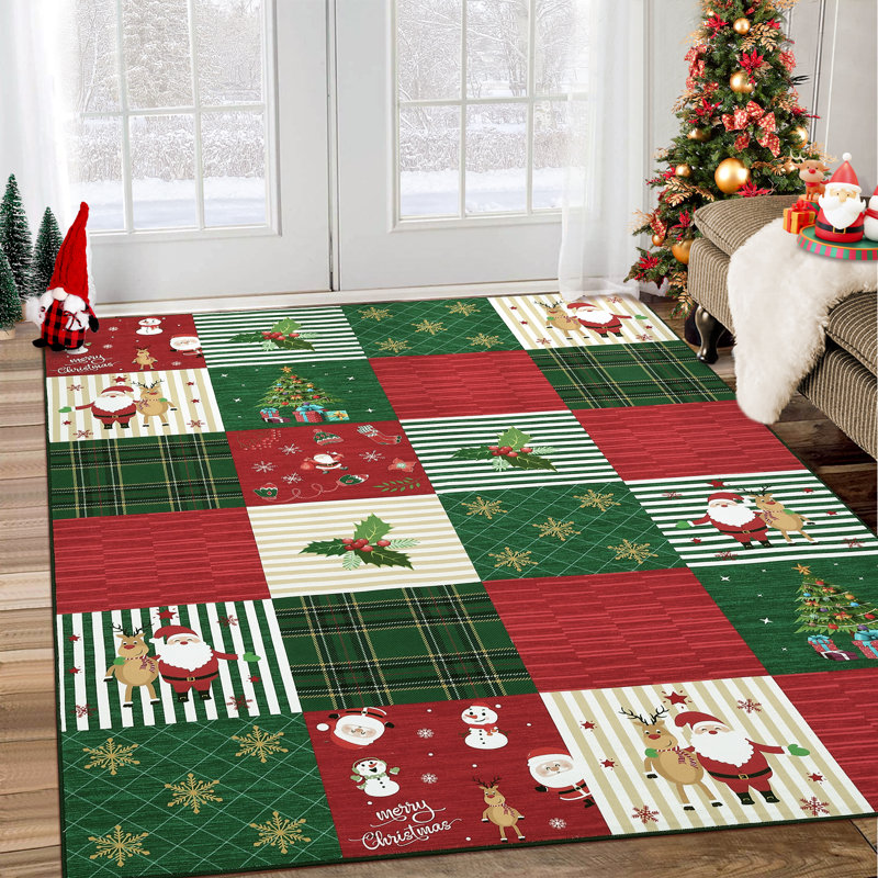 Floral Linen Area Rug, Rectangle 47.24 x 66.93 cm