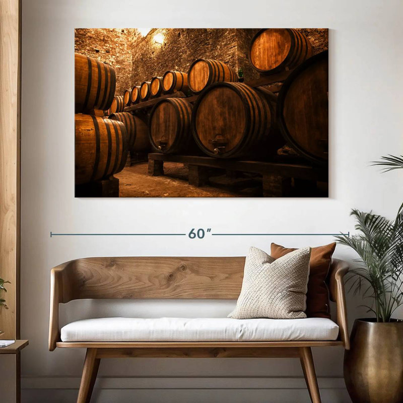Cave Lilie avec tonneaux à vin, H 34 po x l 51 po