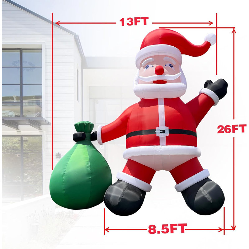 Père Noël gonflable de 26 pi avec ventilateur de 680 W pour décoration de jardin de Noël