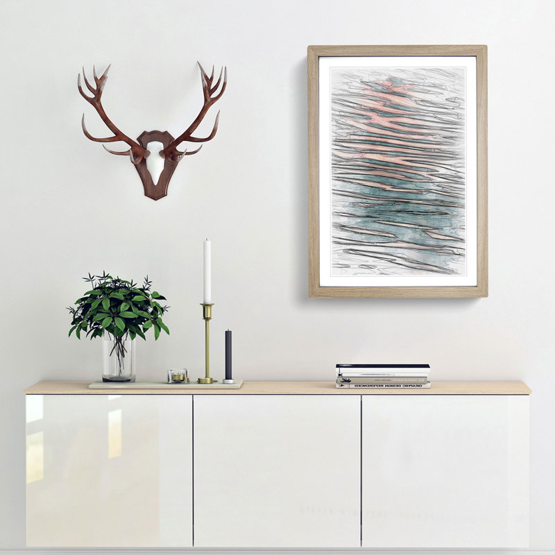 Pink Water Ripples - Framed Print, Oak, 50cm H x 35cm W x 2cm D