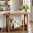 47.2" Rectangle Solid Wood Veneer Console Table with Open Storage-1096824293