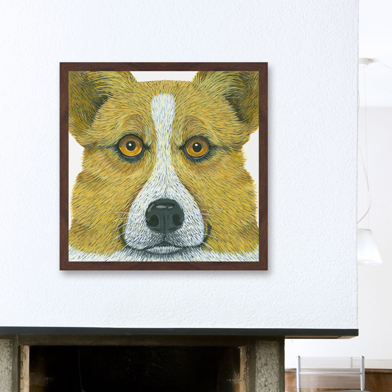« gallois corgi », reproduction d’art encadrée, H 12 po x l 12 po x P 1,5 po