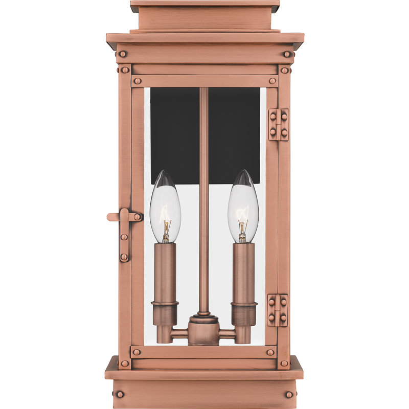 Emrey 2-Light Aged Copper Outdoor Wall Lantern