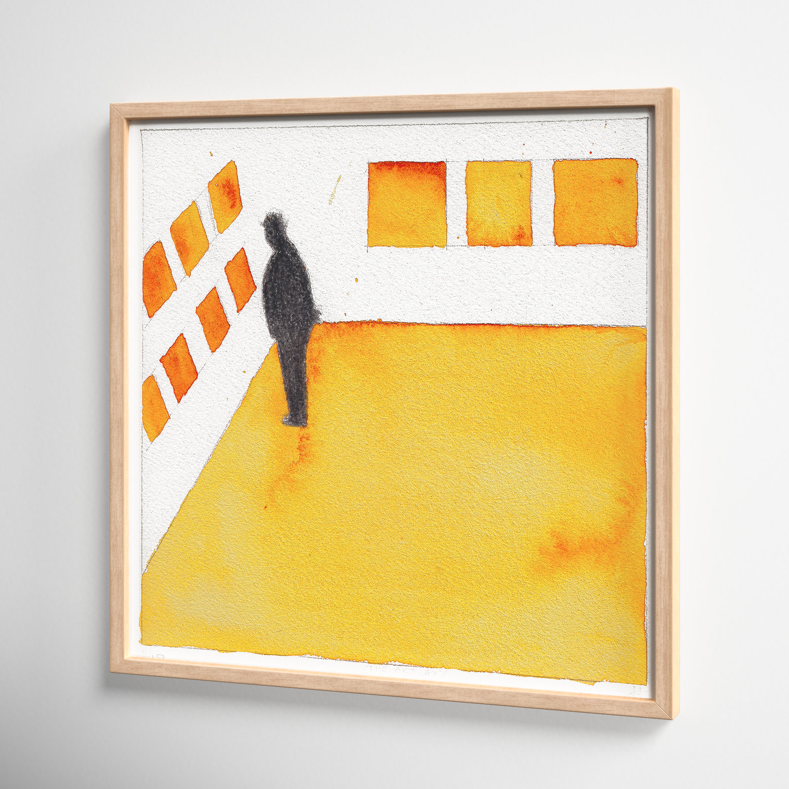 Art Guy by Simon Schneiderman, 16" H x 16" W, Maple Framed
