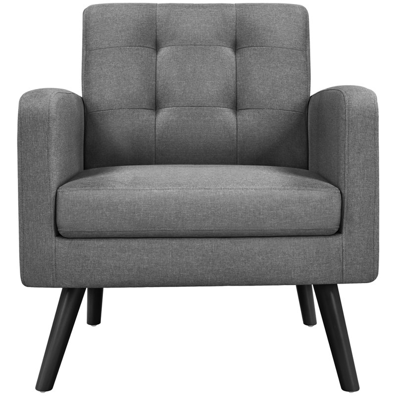 Chaise avec accoudoirs Brandalyn, Mélange de polyester gris foncé