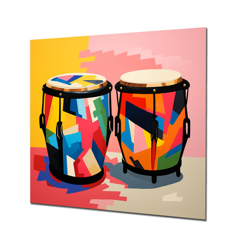 «Mexico Drums Music Instruments III - Fruits», art mural en métal, H 36 po x l 36 po x P 1,5 po