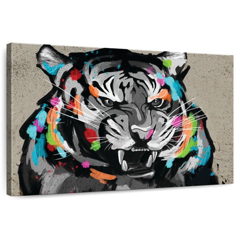 Tigre Brampt, férocité, couleur abstraite, H 16 po x l 24 po