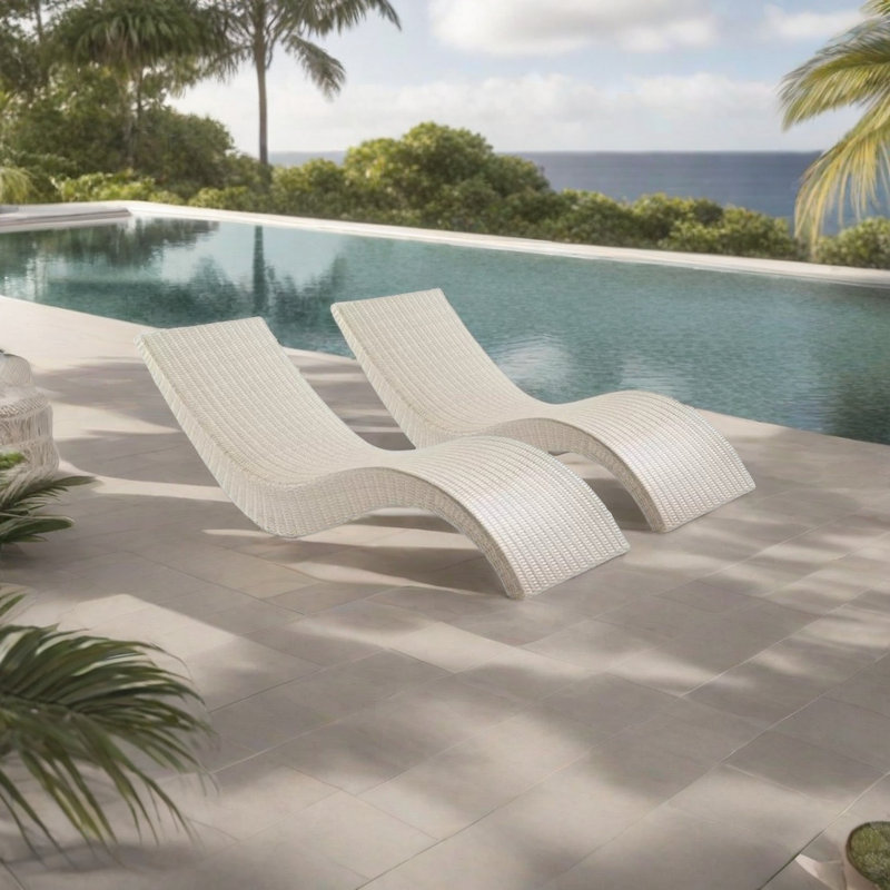 Chaise longue d'extérieur, Blanc