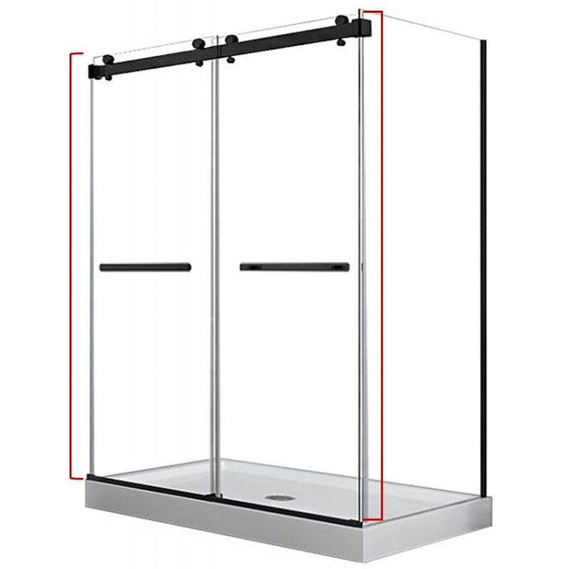 58'' - 60'' W x 80'' H Double Added Semi-Frameless Shower Door with Clear Glass, Black