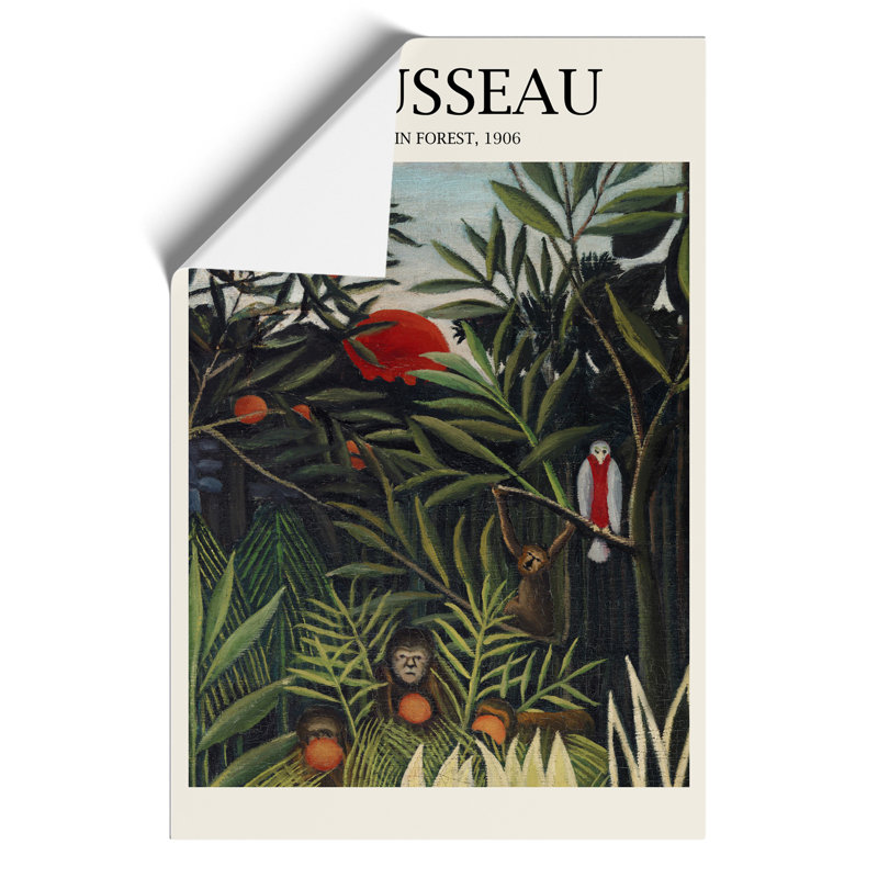 Monkeys And Parrot In The Virgin Forest by Henri Rousseau - No Frame Print, 42cm H x 30cm W x 0.1cm D