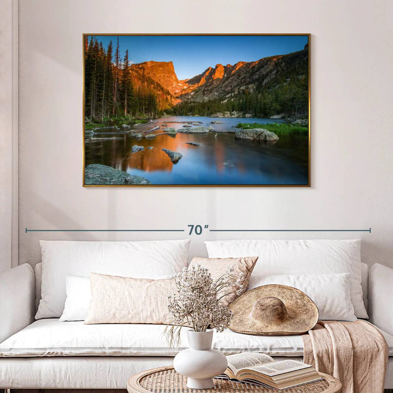 Paysage de rêve, 46 po x 31 po, Cadre flottant doré