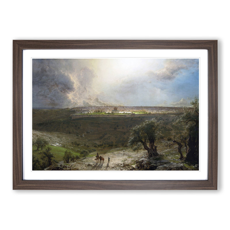 Jerusalem from the Mount of Olives by Frederic Edwin Church - Picture Frame Painting, Walnut, 48cm H x 65cm W x 2cm D