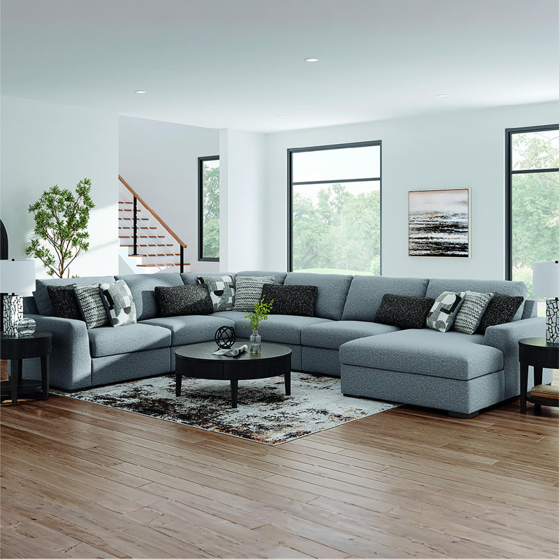 Canapé modulaire avec méridienne 6 pièces Cantin, Orienté à droite, H 41 po x l 134 po x P 174 po
