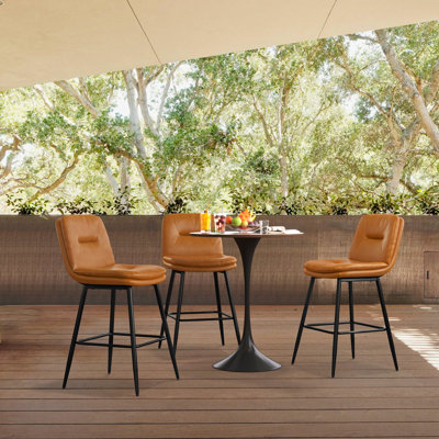 Pelayo Upholstered Leather Bar & Counter Stool