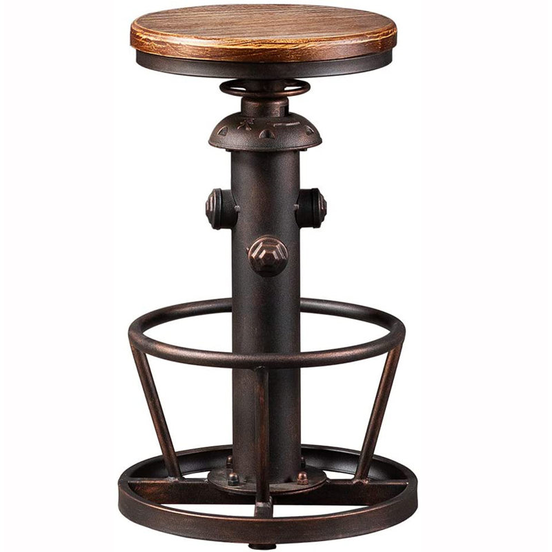 Aged Steampunk Deco Industrial Round Bottom Adjustable Height 24.8-30.7Inch Cafe Coffee Retro Vintage Fire Hydrant Design Pub Kitchen Counter Bar Stool