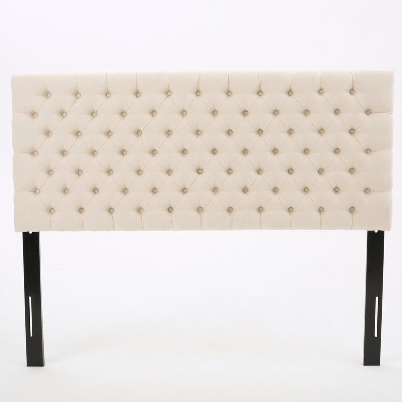 Tufted Upholstered Queen Size Bed Headboard In Modern Button Design, Adjustable Solid Wood Head Board, Solid Wood Head Board With Durable Metal Legs In Bedroom