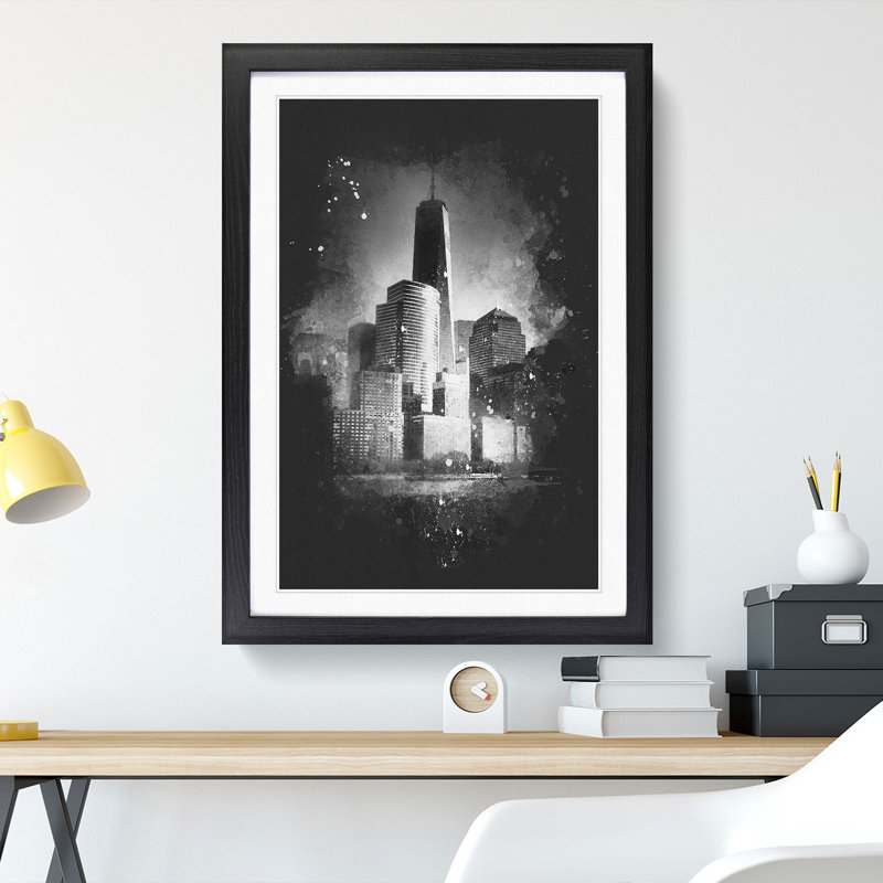 Freedom Tower In New York City - Single Picture Frame Painting on MDF, Black Framed, 45cm H x 33cm W x 2cm D