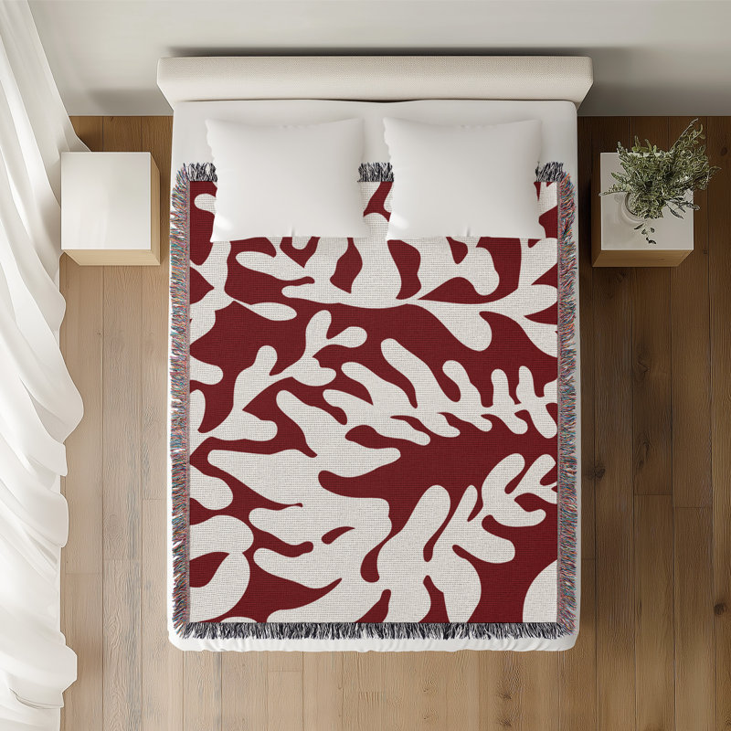 Jeté en coton Booker, Rouge, 60 x 60