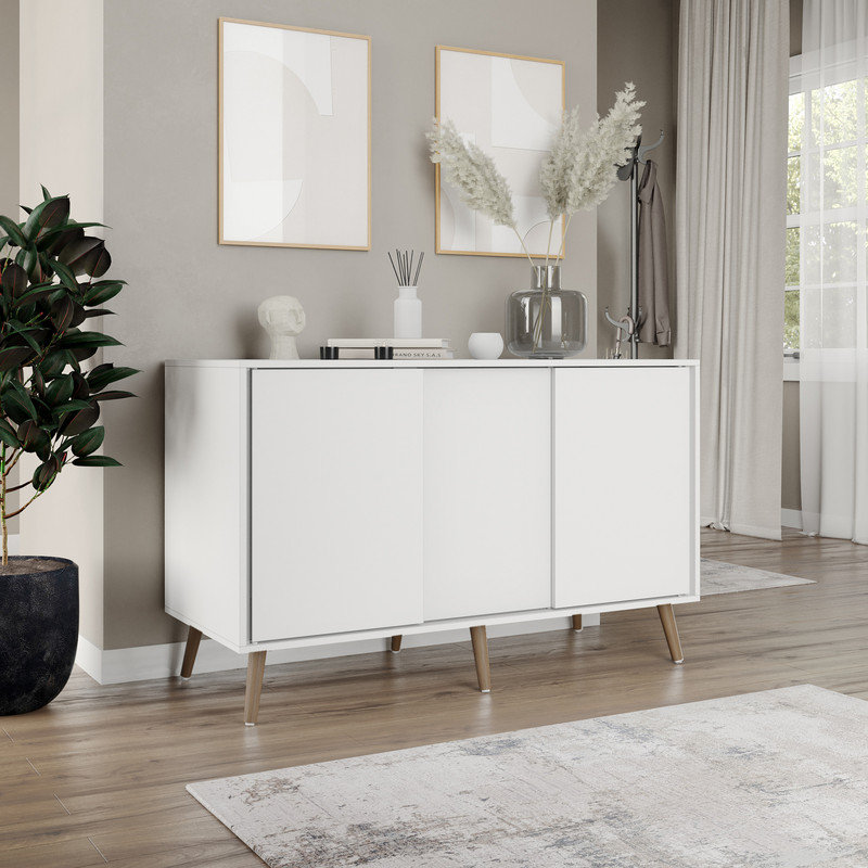 Rectangle Accent Cabinet, White/Pine Wood
