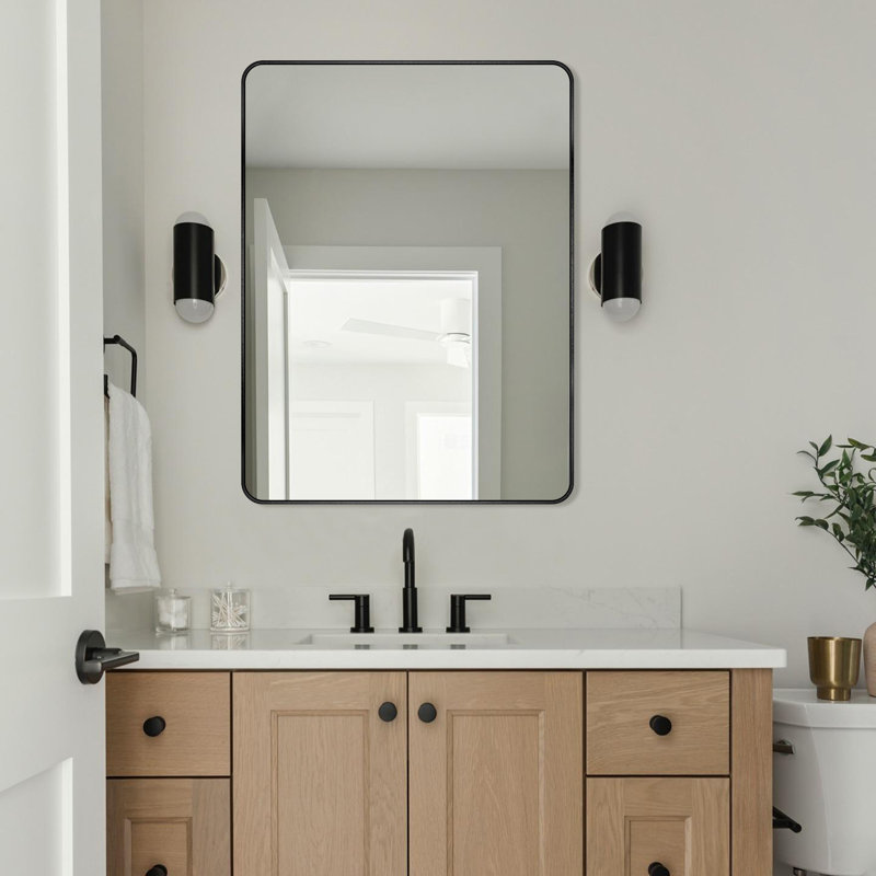 Miroir de salle de bain mural Chassin (horizontal / vertical), H 22 po x l 30 po, Noir