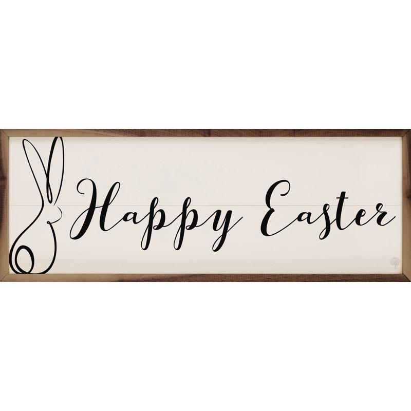 Joyeuses Pâques, lapin blanc, H 8 po x l 24 po x P 1 po