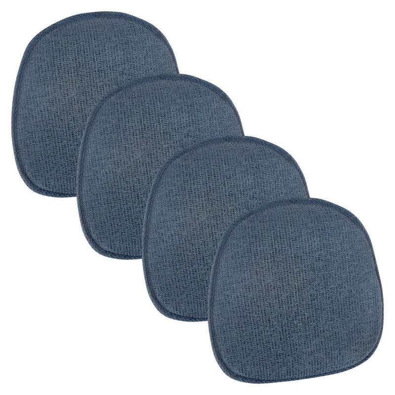 Non-Slip Mid Century Modern Shell Chair Cushion, Extra Thick Filling, Set of 4, Blue