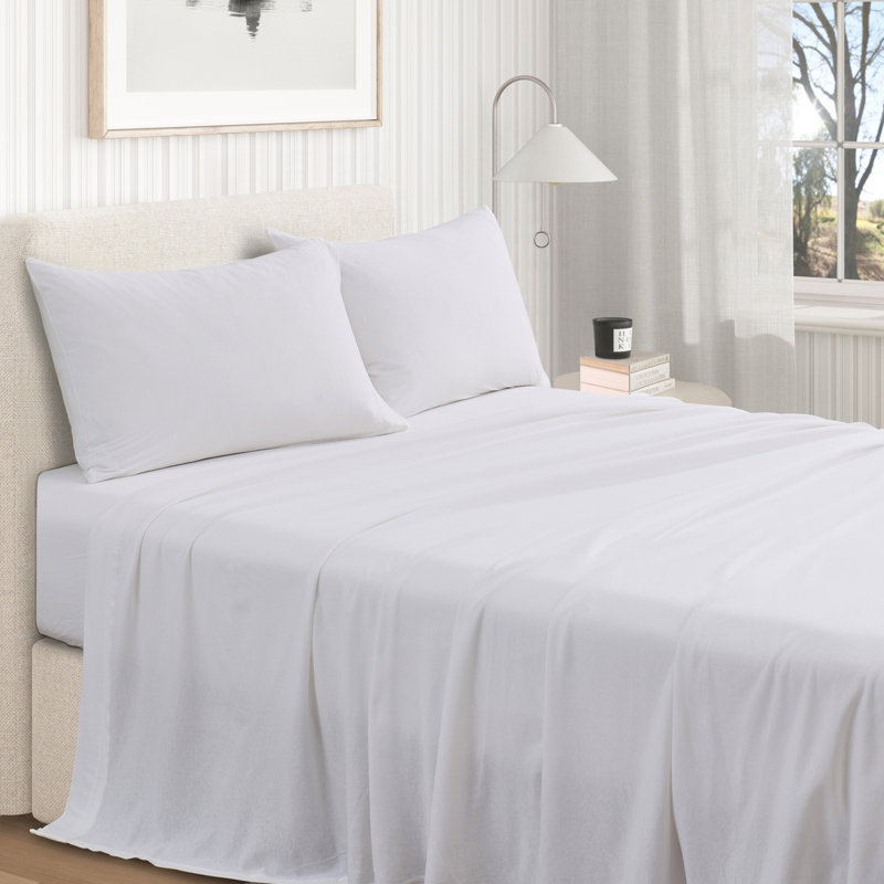 Organic Cotton Jersey Knit Sheets, Queen, White
