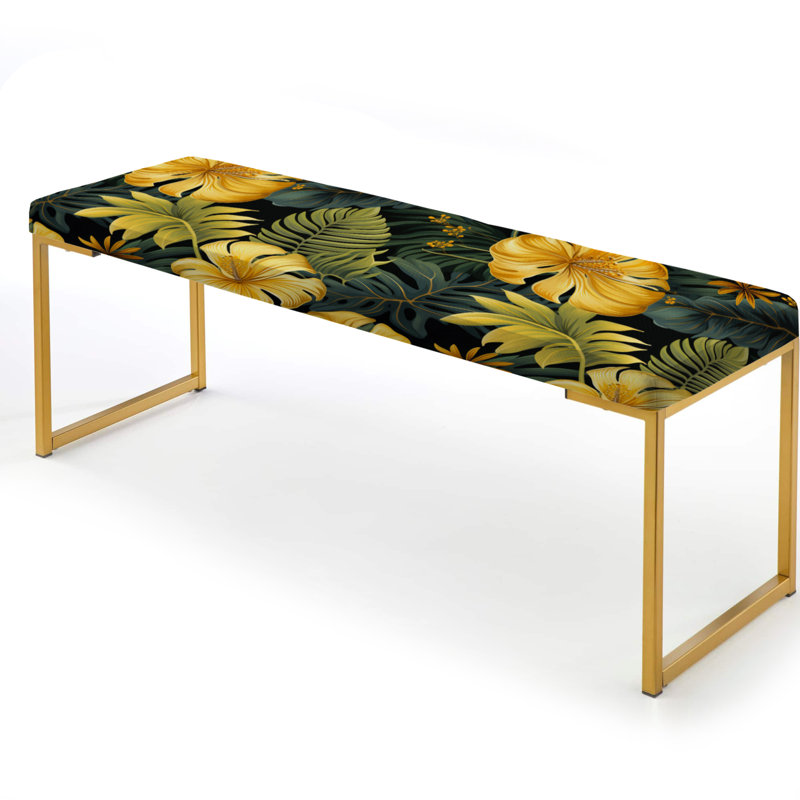 Monstera - motif tropical magique - banc tropical rembourré or
