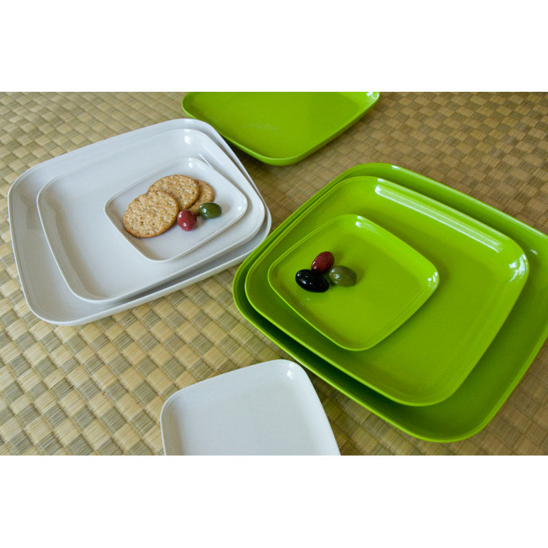 Eco Bamboo Square Dinner & Serving Plates, White