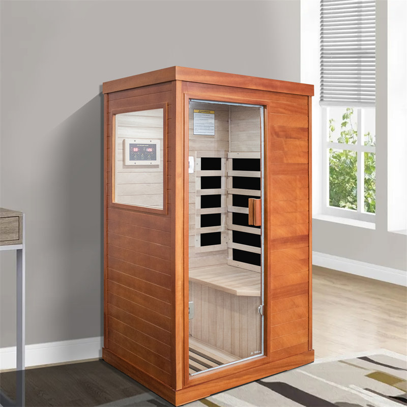 Elibbren 1 - Person Bluetooth Compatible FAR Infrared Sauna, Walnut