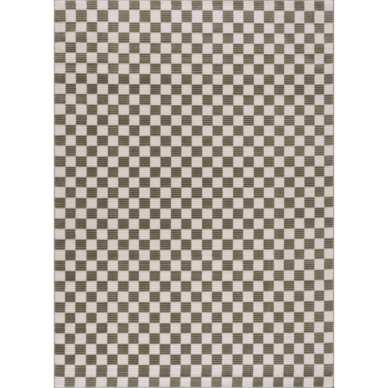 Tapis crème / blanc cassé lavable à la machine Chuby, Rectangle 7 pi 10 po x 10 pi, Vert