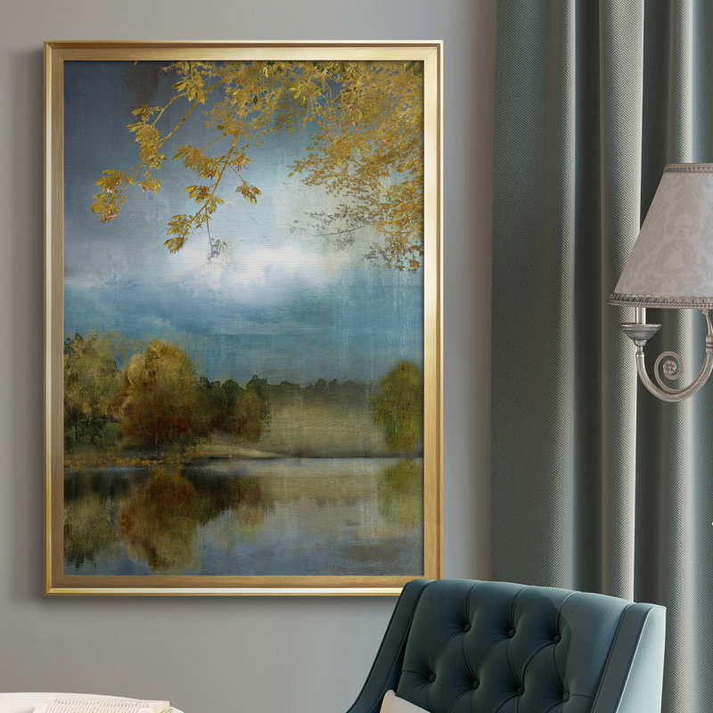 " Golden Leaves " Painting Print, 42.5" H x 30.5" W x 1" D, Gold