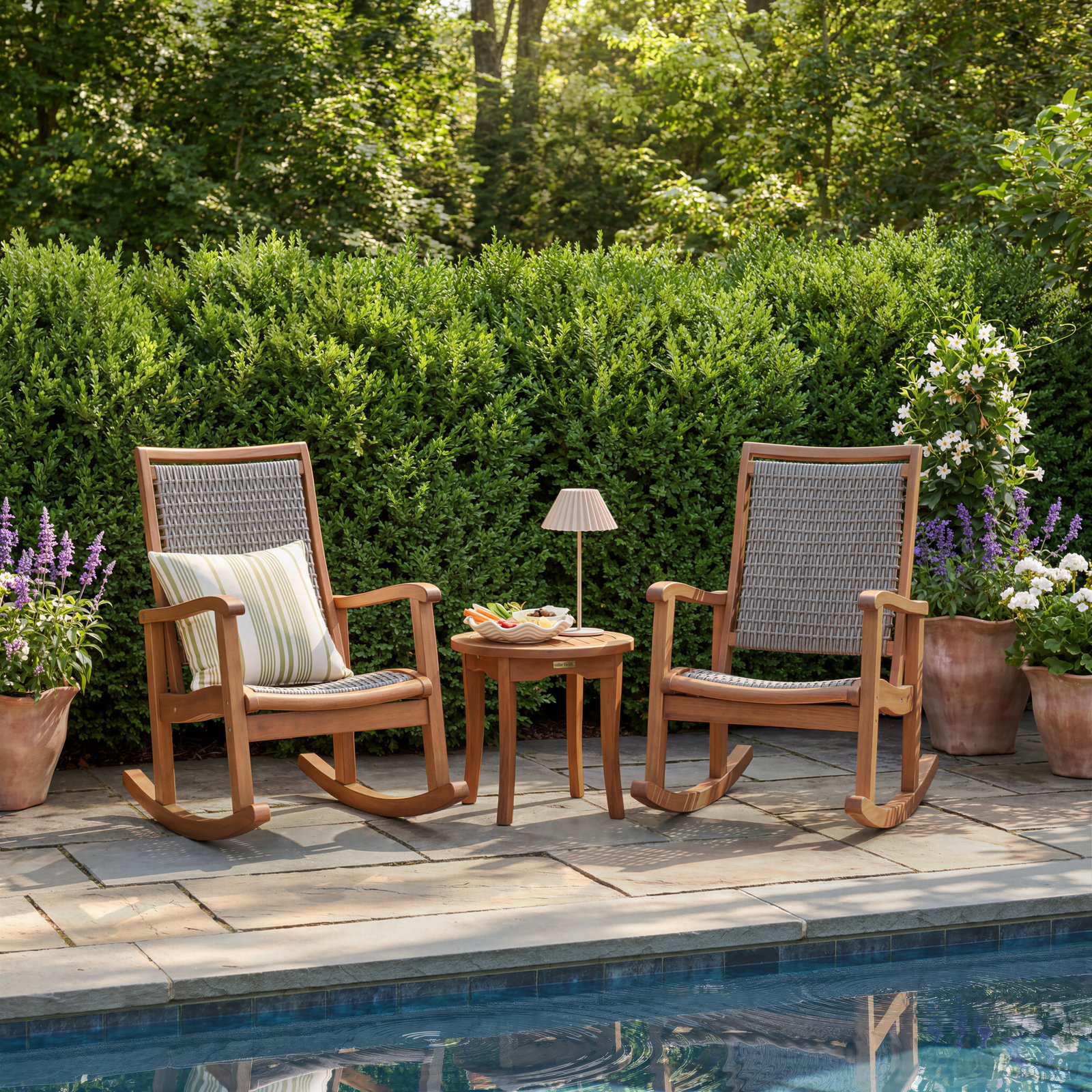 Arnot 2-Person Eucalyptus Patio Seating Group, Driftwood Gray