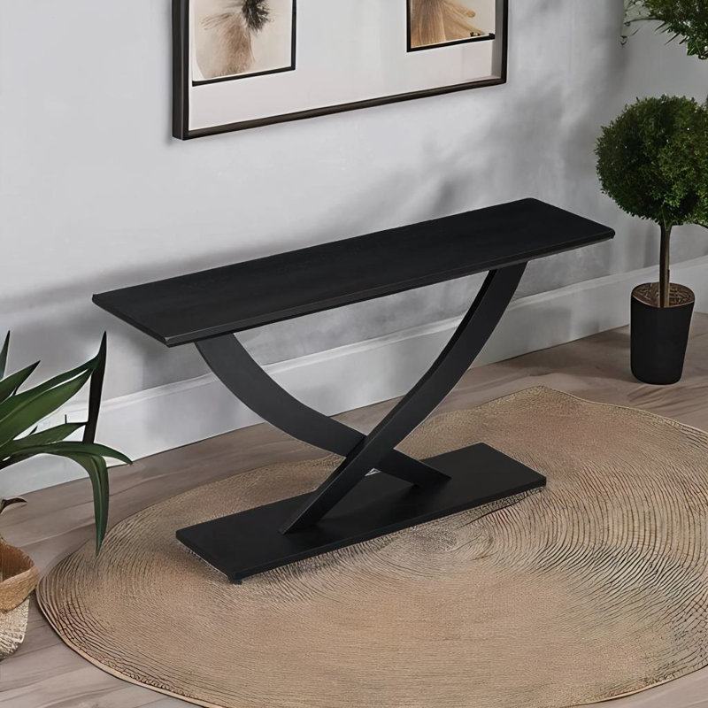 Console Table With Cross-leg, Black