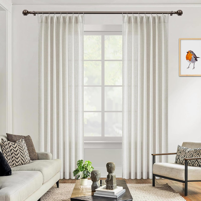 Curtain Poles 80 To 148 Cm, 2 Pack, 19Mm Diameter Extendable Curtain Rod With Netted Finials, Bronze