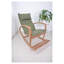 Fauteuil à bascule moderne rembourré avec structure en bois massif et dossier haut, vert