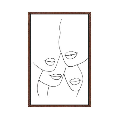 Female Lips Line-Art by Whales Way - Print on Canvas