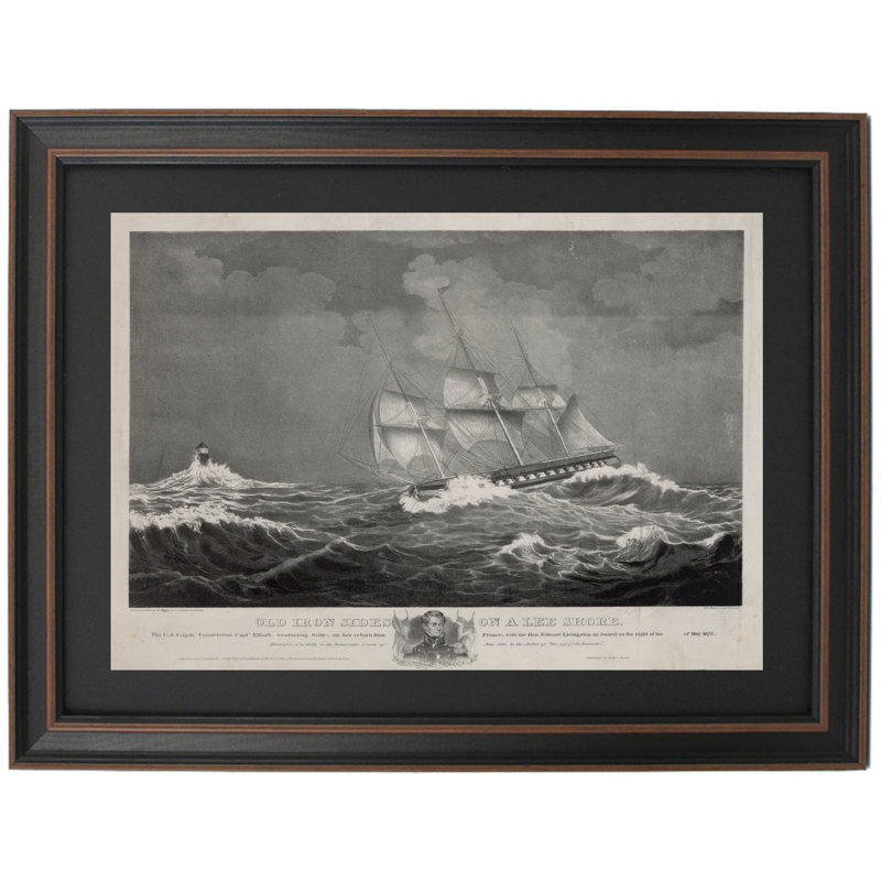 Old Ironsides on a Lee Shore par J. Evans | Reproduction encadrée, H 19 po x l 24 po
