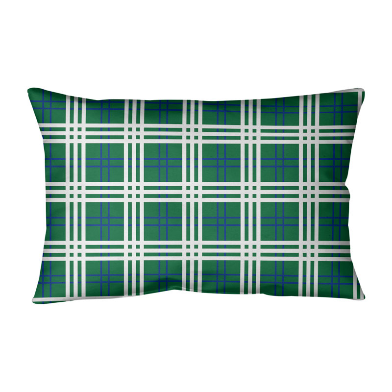 Housse de coussin et insert rectangulaires Luxury, Vert / Bleu / Blanc, Cuir / Suède