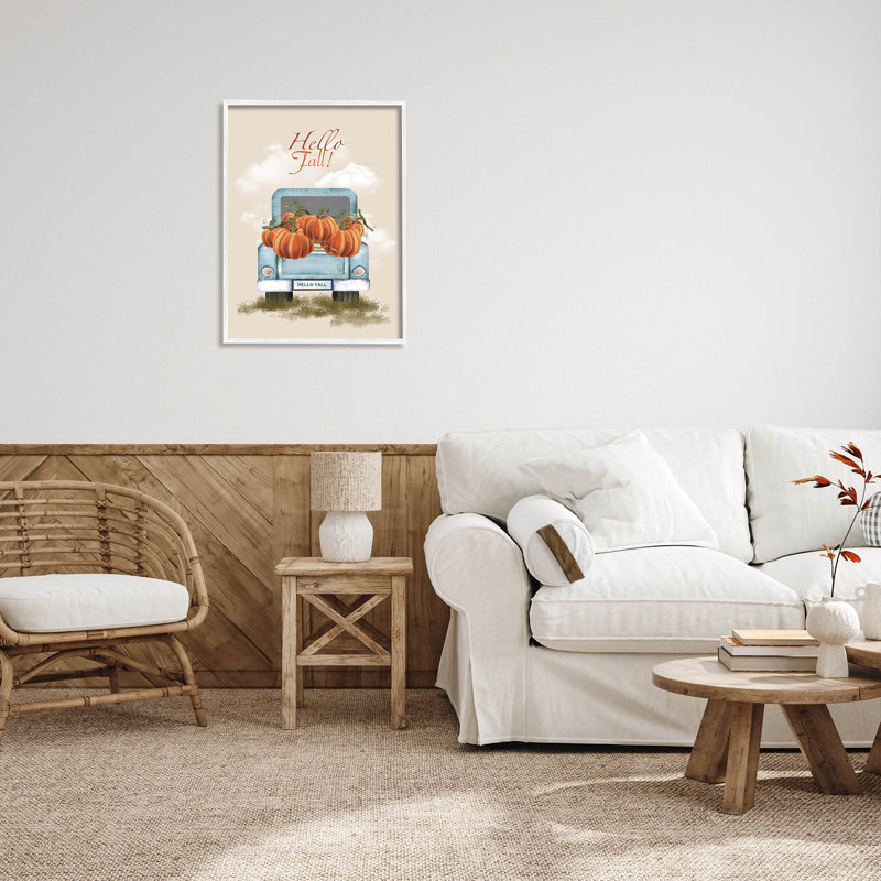 Hello Autumn Seasonal Autumn at-106, H 30 po x l 24 po x P 1,5 po, Giclée encadrée blanc bord de mer