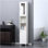 Grande armoire de rangement avec miroir Kleankin, armoire tour autoportante en bois avec tablettes réglables, pour salle de bain ou salon, blanc