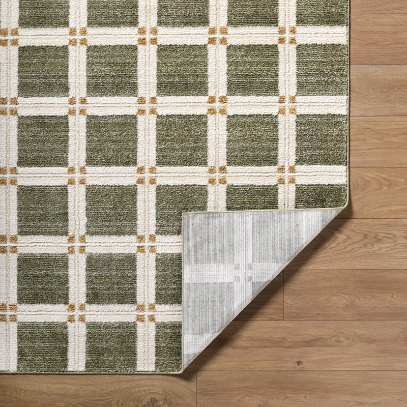 Eliya Machine Woven Rug, Rectangle 5'3" x 7', Ivory/Gray/Green
