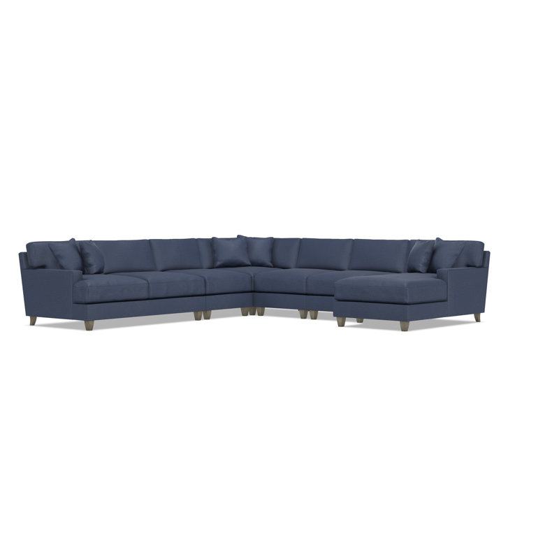 Bernhardt Mila 6-Piece Fabric Sectional, Blue Polyester, Right Hand Facing, 33.5" H x 137" W x 137" D