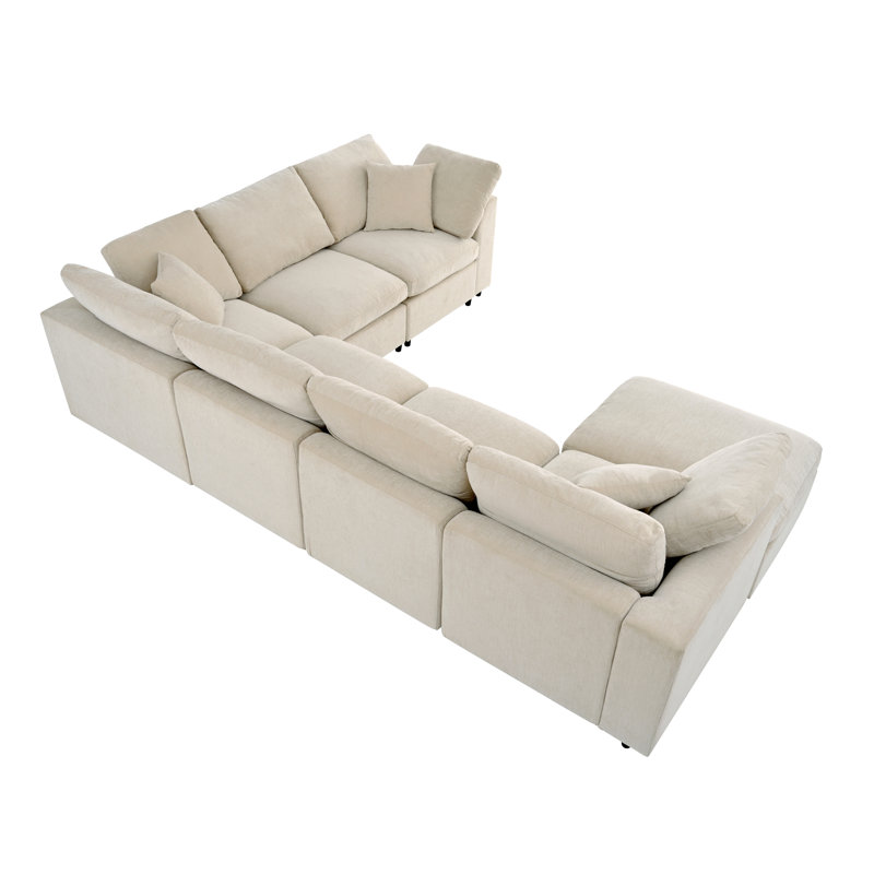 Durable 7-seater Sofas, Chenille Upholstery, Modern Design For Spacious Living Rooms