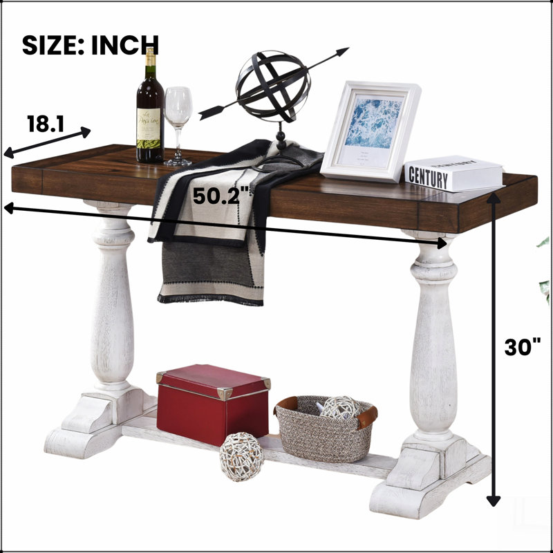 Sofa Tabe 30inch height pedestal table leg Farmhouse Design Retro Design Living room, Antique Dark Oak