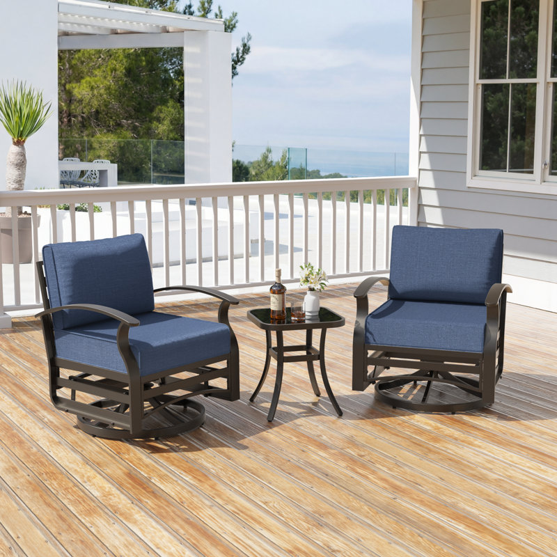 Fauteuil oscillant d'extérieur en métal 28,5 po, Bleu