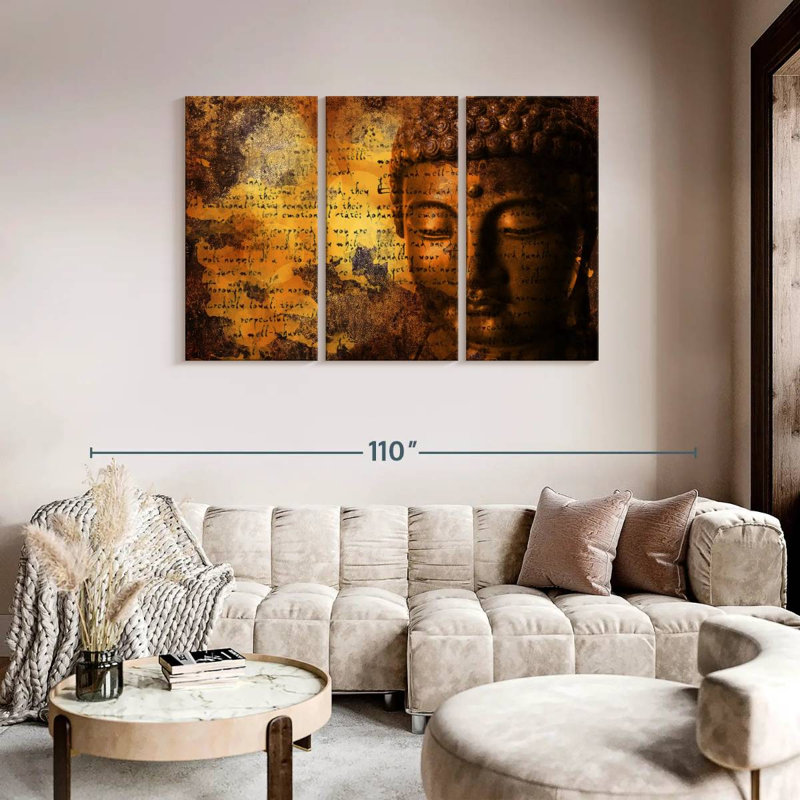 " Buddhism " 3 - Pieces, 74" H x 48" W x 1.25" D