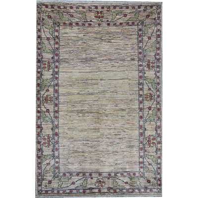 Tapis beige et beige noué à la main de haute qualité