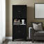  Armoire de rangement en métal de 69 po de hauteur, garde-manger avec support pour micro-ondes-1680243368